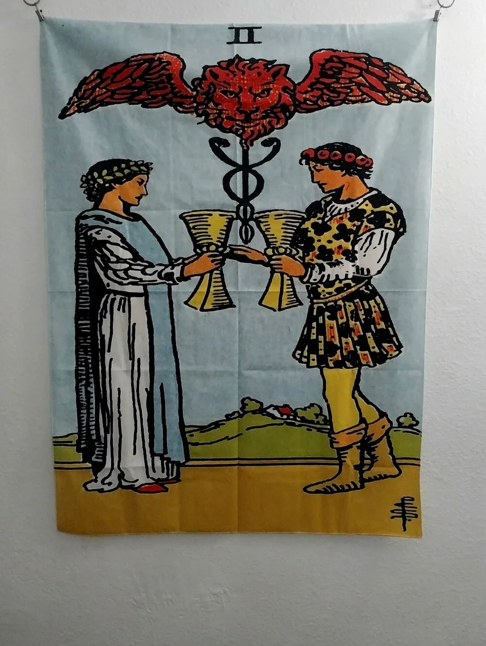 Two Of Cups Tarot Card Tapestry
